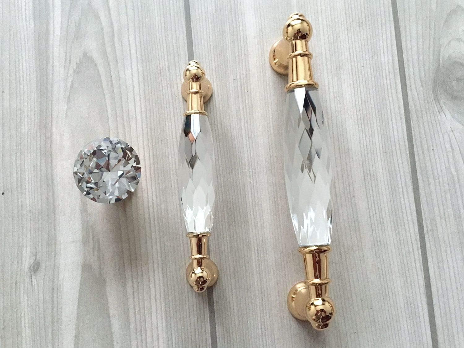 3.75" C-C Crystal Drawer Pull Gold Glass Cabinet Handle Dresser Pulls Door Handles Kitchen Hardware 96 mm Centers/C-C: 3.75" (Size : Length: 5.7" (145 mm)/C-C: 5" (128 mm))