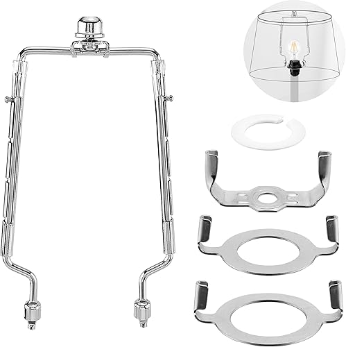 Mornajina Soporte de arpa de pantalla de lámpara de 7, 8, 9, 10 pulgadas, arpas y finales de lámpara ajustables, se adapta tanto a la barra de