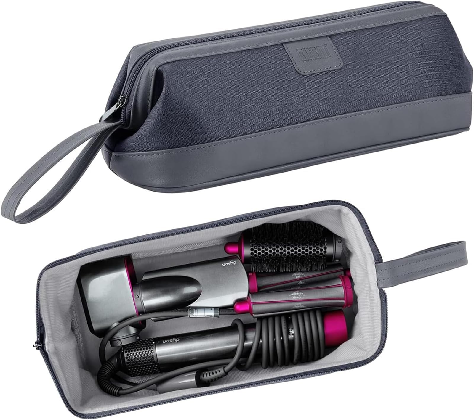 Portable Travel Storage Bag Carrying Case Compatible with Dyson Supersonic Hair Dryer/Dyson Airwrap Styler/Shark Flexstyle Air Styling & Drying System,Black, Dark Gray, Travel