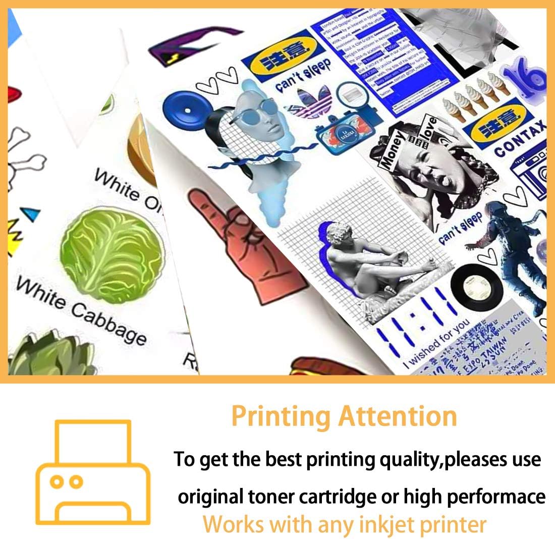 Premium Printable Vinyl for Inkjet Printer Sticker Paper Matte White Waterproof Decal Paper - 20 Self-Adhesive Sheets-8.5 x11 Inches