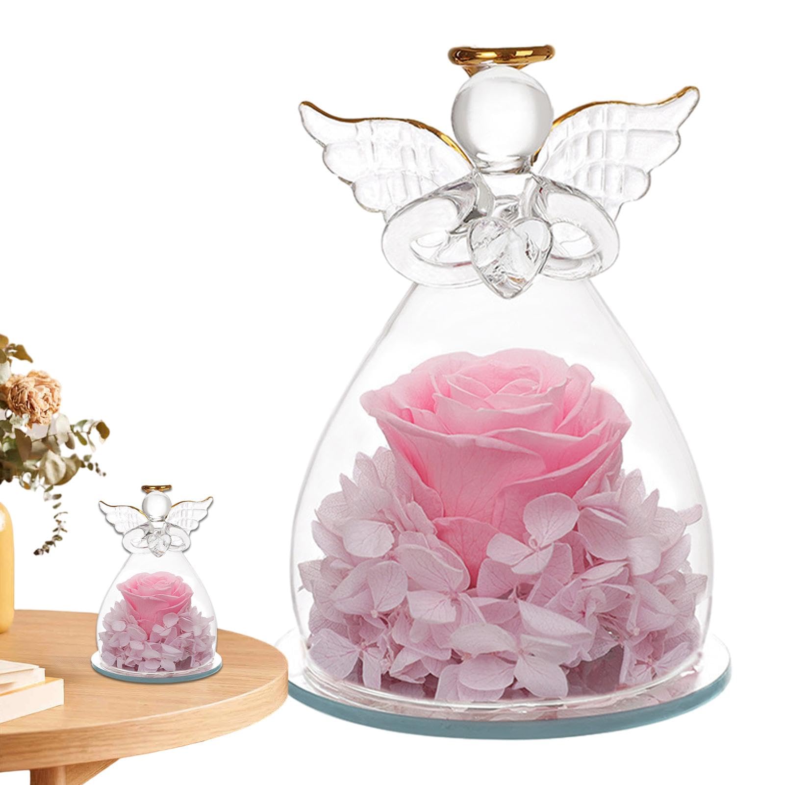 Ángel con rosa de diseño exclusivo, elegancia artesanal para bodas