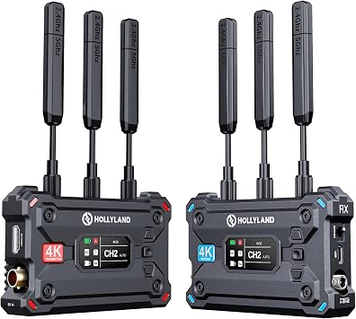 Hollyland Pyro S لاسلكي فيديو الارسال والاستقبال HDMI SDI 4 K30/1080p60 1300 ft لوس المدى 50 ms الكمون تصل إلى 4 المتلقي، السيارات ثنائي الفرقة التنقل ADH، مسح القناة الذكية، بث مباشر 1 TX+1RX