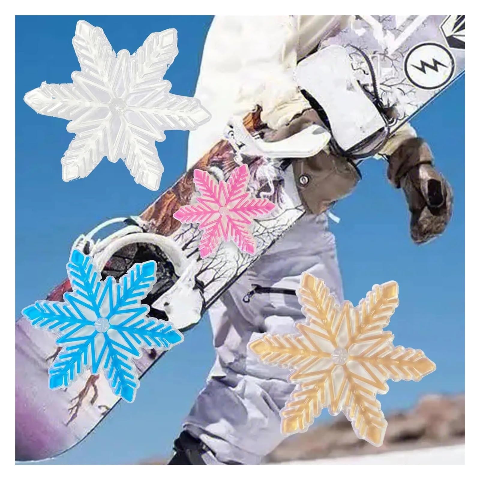 Coussinets pour Planche à Neige Tapis de Snowboard 3D en PVC antidérapant, Motif Flocon Neige, for Une Meilleure adhérence, léger et Exquis