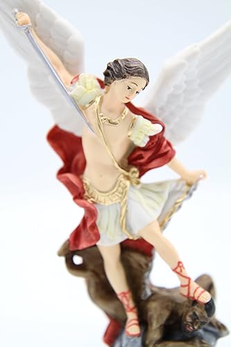 Miniatura 2 de Vittoria Collection Estatua italiana de San Miguel Arcángel de 8 pulgadas, estatua de protección de ángel guardián, hecho en Italia, para interiores