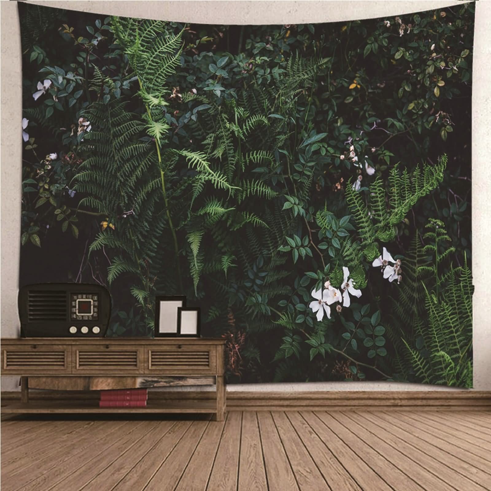 Tapiz Macramé Pared Grande, Decoración Baño Pared Planta Poliéster Verde 350x256CM Regalo Mujer Adornos de Arte
