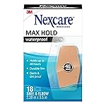 Nexcare Max Hold Waterproof Bandages, Comfortable, Low-Profile Film Fits Close To The Skin, Knee & Elbow, 2.38 x 3.5 in, 18, 1.0 Count, 0.05 kilograms