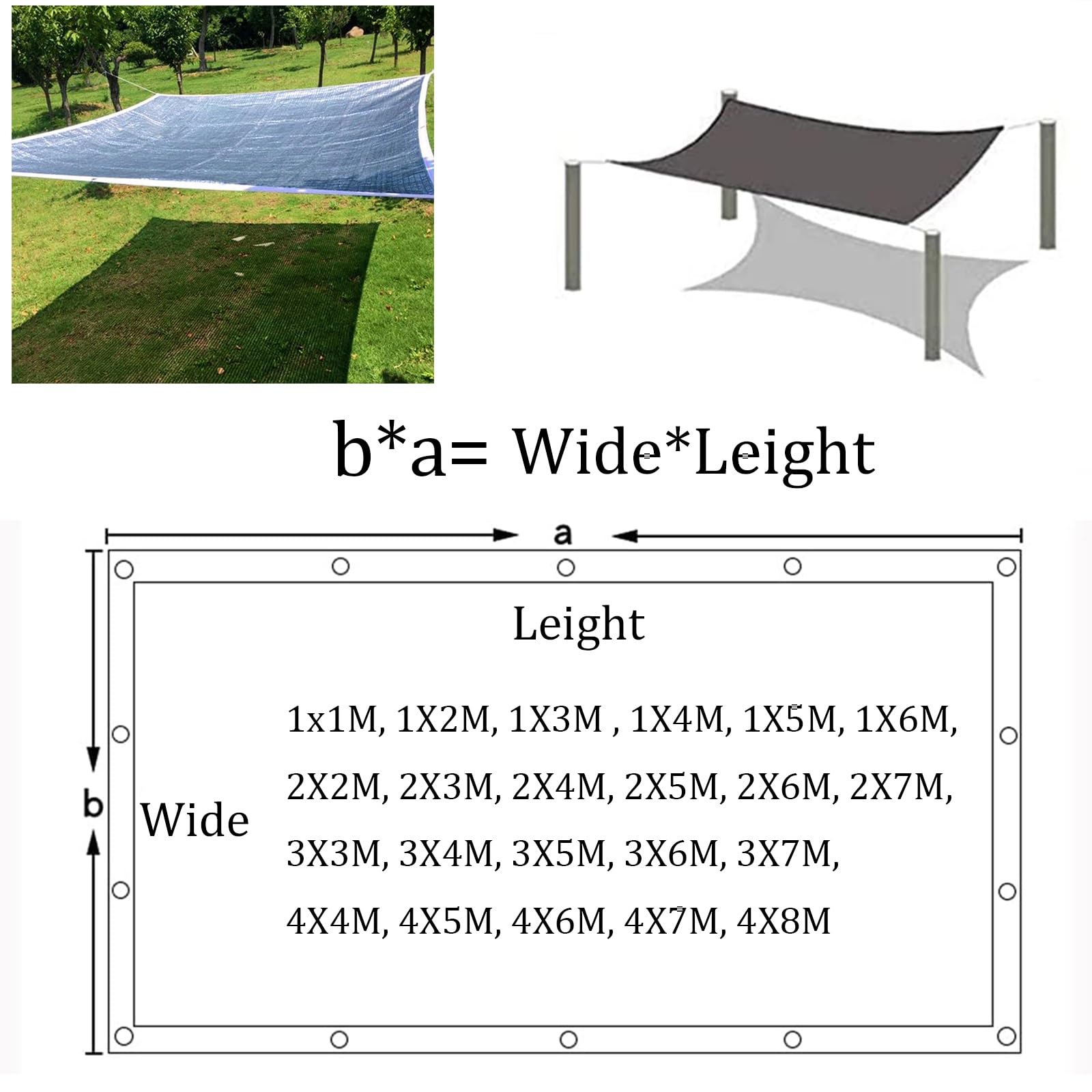 V3VOGUE Filet D'ombrage pour Toiture De Véranda, Voile D'ombrage Exterieur, 1x2m 3x4m Aluminetfoil Réfléchissant Toile D'ombrage, Respirant, pour Pergola,Jardin,Plantes Fleurs Auvent