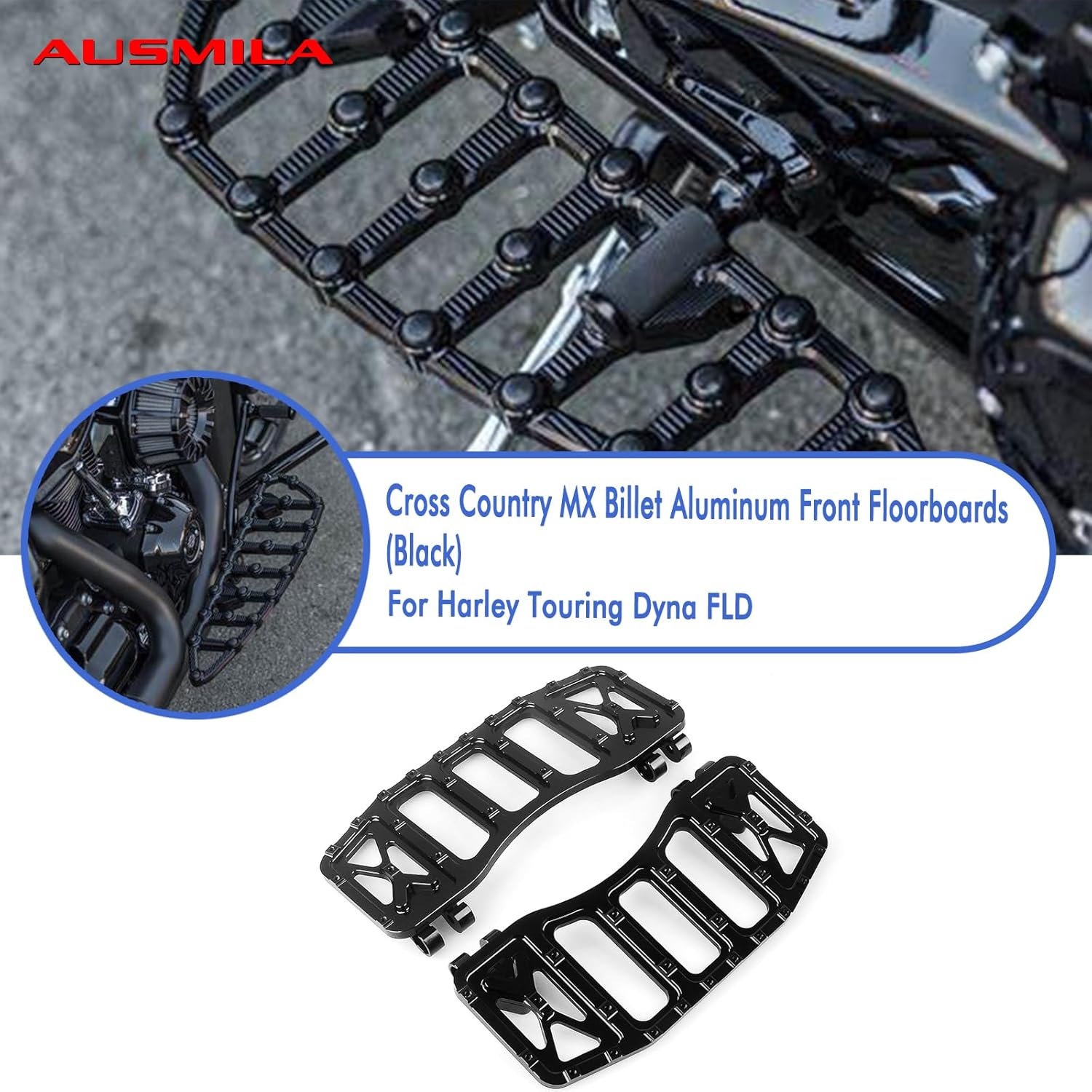 Cross Country MX Front Floorboards Pedal Pad For Harley Touring Dyna 1 Pair