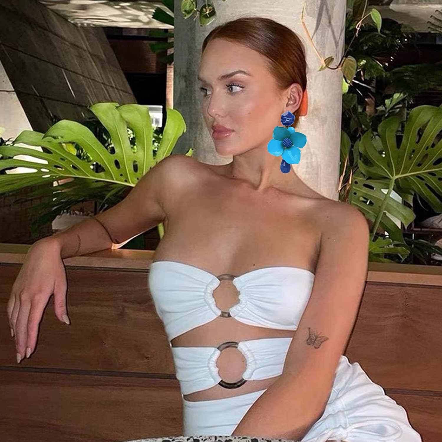 Retro Teardrop Big Flower Dangle Earrings Boho Layered Floral Petal Drop Earrings Statement fashion Earring for Women - Image 2