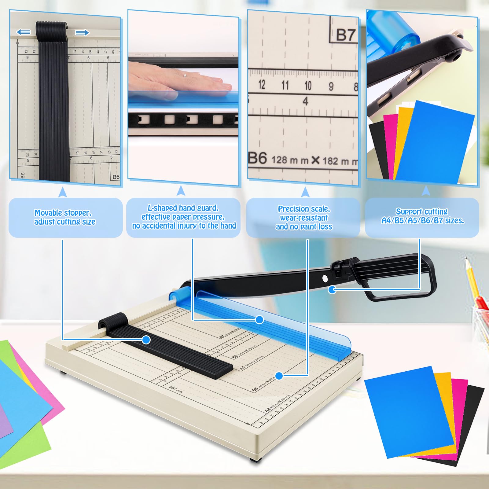Guillotina Papel Profesional A4 Corta 12 Hojas 5 Carpetas A4/B5/A5/B6/B7