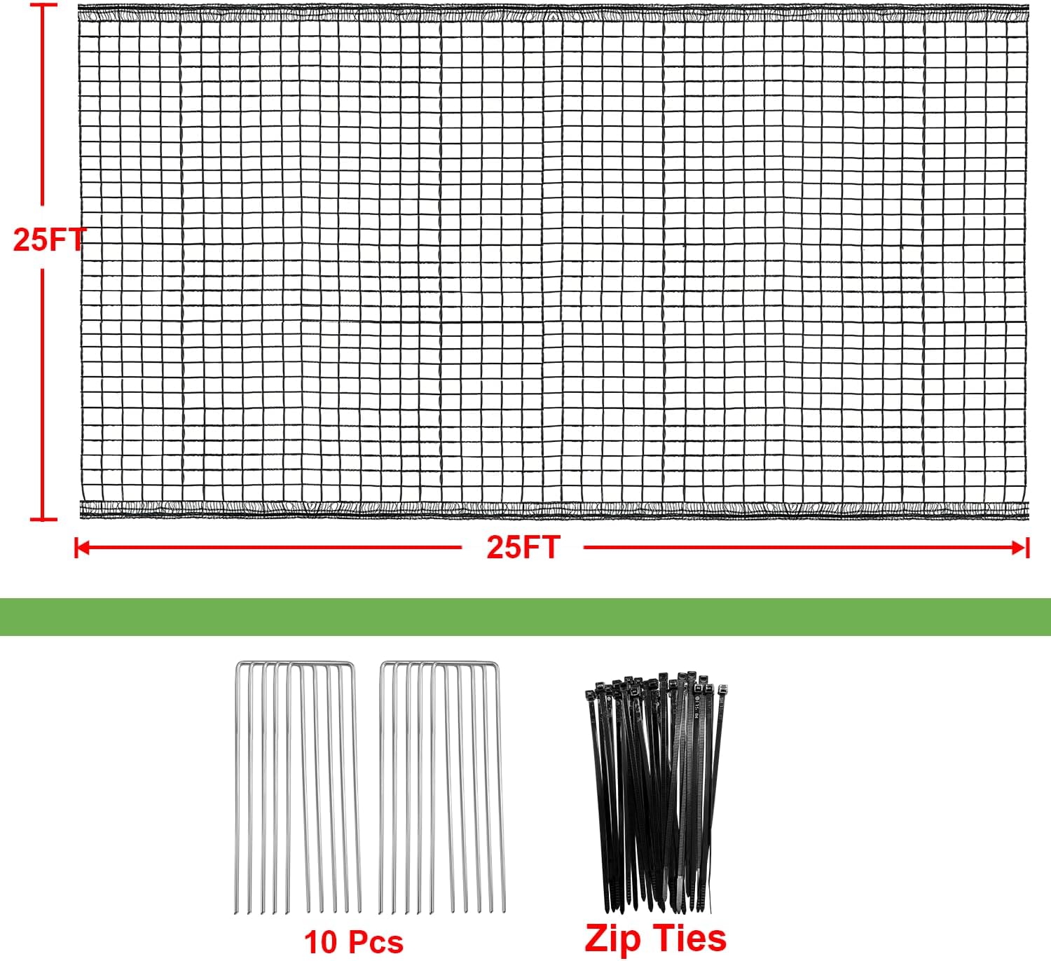Deer Fence Netting, 4 x25ft Heavy Duty Deer Netting, 55GSM Deer Fence for Garden, Reinforced Edges Anti Bird Netting Mesh for Fruit Trees Vegetable, Raised Bed(55GSM, 4 x25ft)