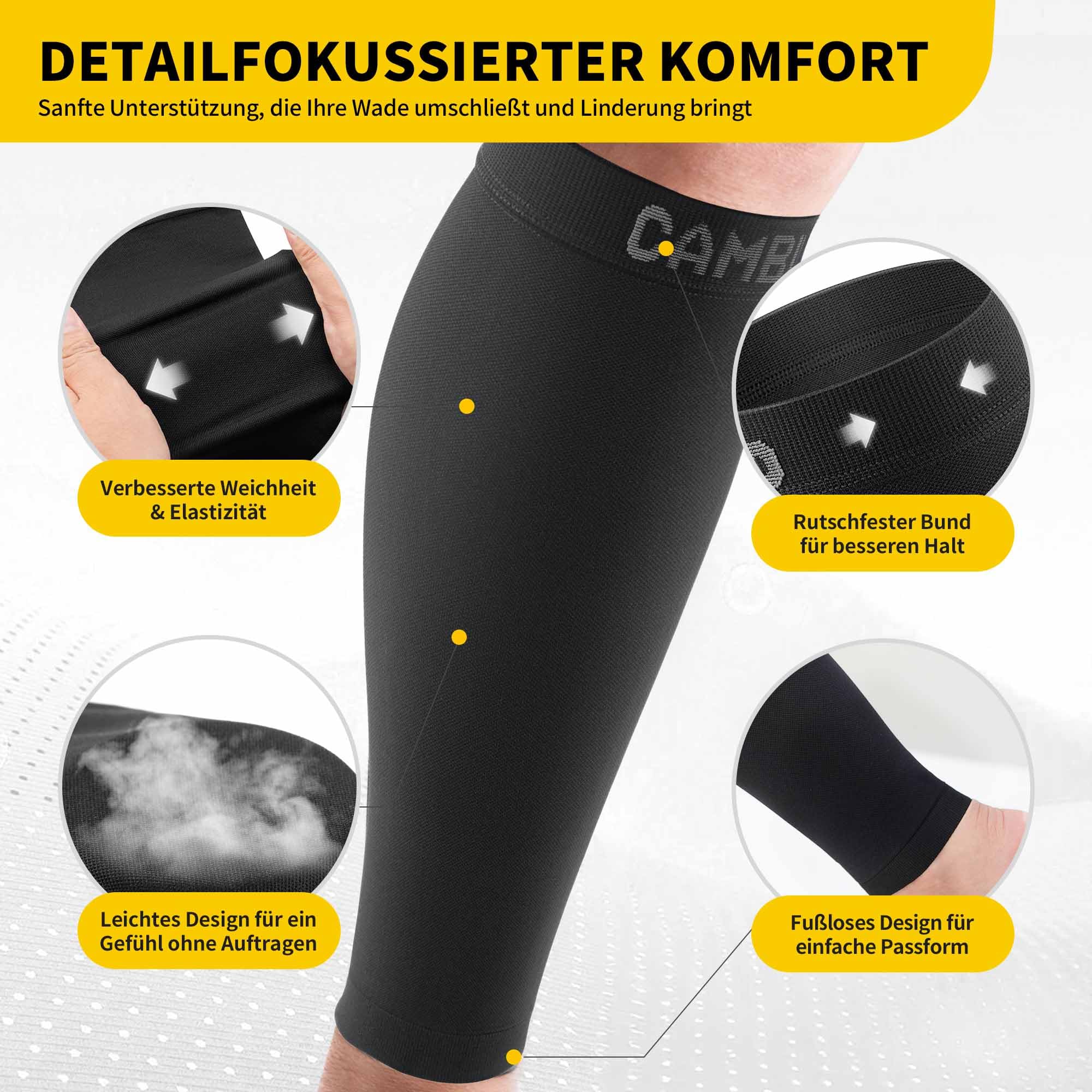 CAMBIVO Wadenbandage, Waden Kompression 2 Paar，Kompressionsstrümpfe Damen Herrn, Stützstrümpfe für Sport, Fussball, Laufen,Schwellung, Erholung