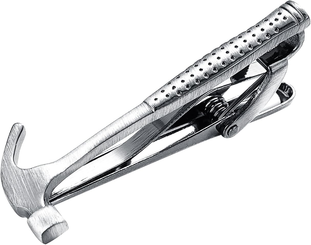 Yoursfs Electrician Tie Bar For Men Cool Tool Tie Clip 316L Stainless Steel Silver Nail Novelty Construction Tie Clips Jewelry