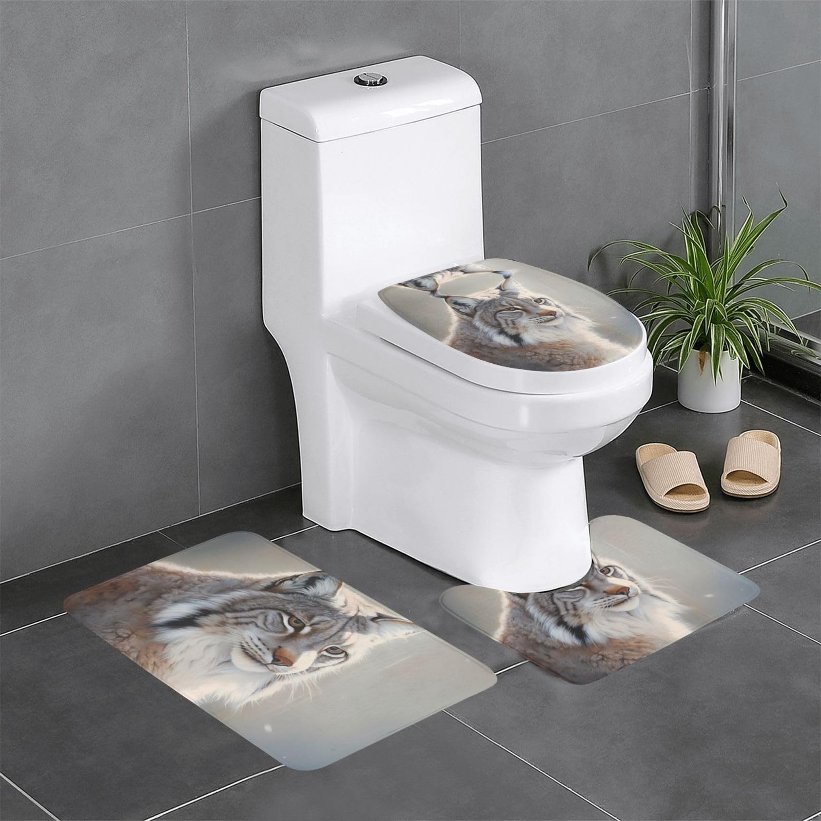 Tapis de bain antidérapants Canada Lynx : lot de 3 à séchage rapide pour douche