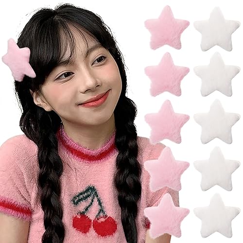 Miniatura 1 de HAIMEIKANG 10 pinzas para el pelo esponjosas de estrella, lindas pinzas antideslizantes para el cabello para niñas y mujeres, pinzas pequeñas para