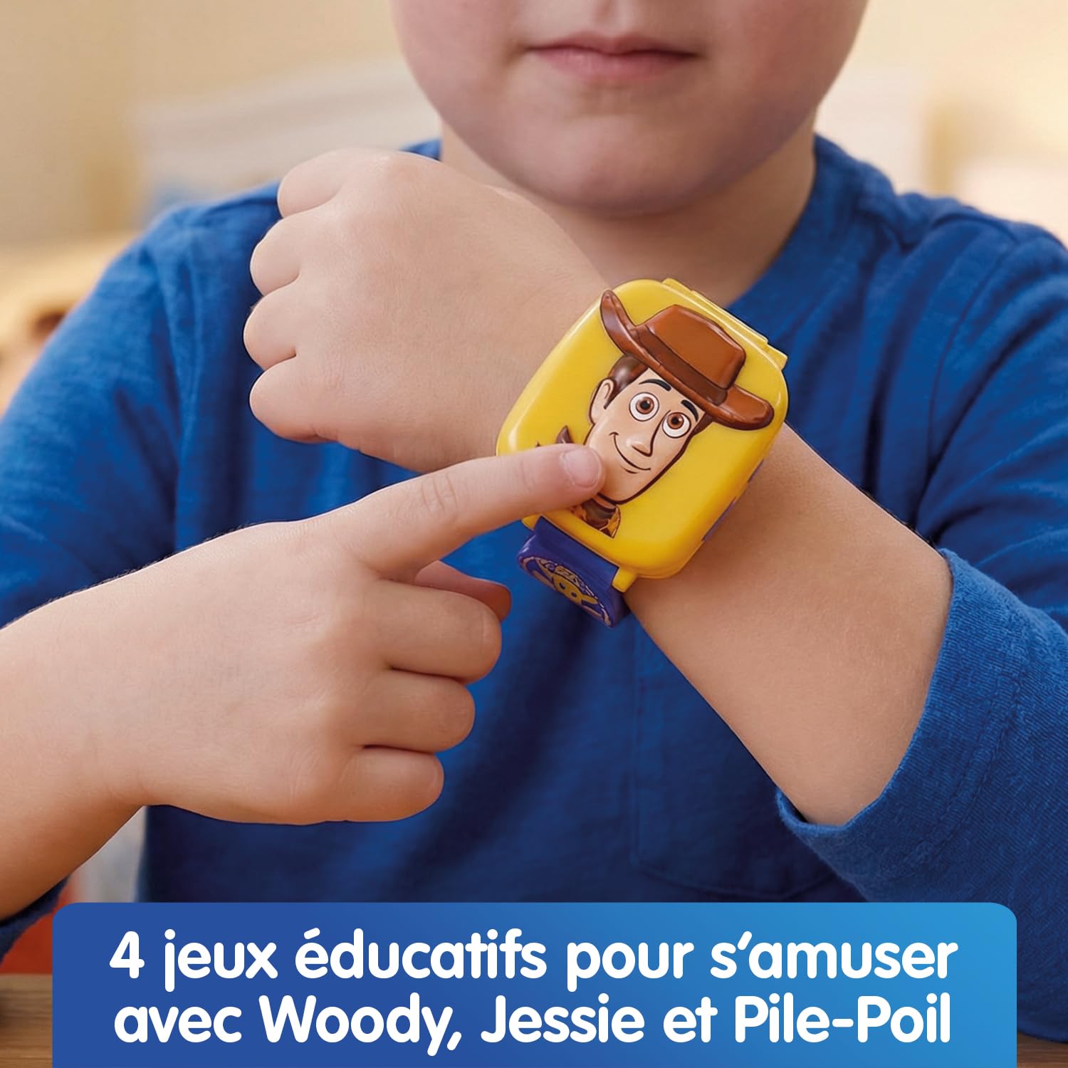 VTech - Toy Story 5, L'orologio da Gioco educativo di Woody - Orologio Toy Story con Schermo Animato, Cinturino Regolabile, 10 quadranti, 4 Giochi - Sceriffo Woody Parlant - Regalo per Bambini dai 3