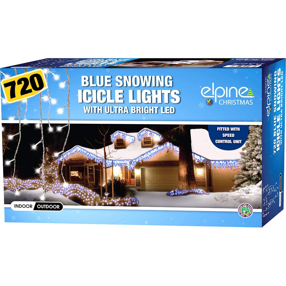 Bargainsgalore 720 Snowing Led Icicle Blue 360 480 720 Christmas Led Snowing Icicle Lights Bright Xmas Tree Indoor Outdoor (720 Snowing Led Icicle Blue)