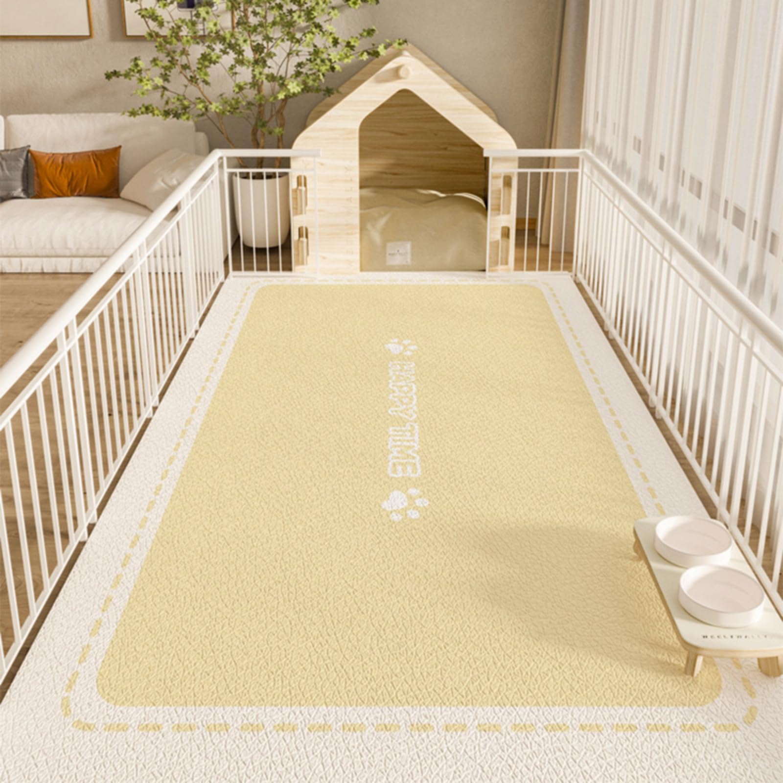 Hixingo Tappetino Ciotola per Cane e Gatto Assorbente, Tappetino Sottociotola per Gatti e Cani Grande Tappetini Lavabile in PVC Impermeabile e Antiscivolo (Impronte di cane,120 * 160cm)
