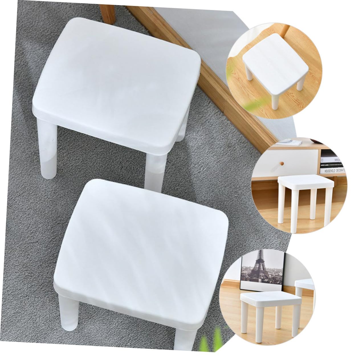 Scaletta per Bambini Antiscivolo Bianco in Plastico Leggero e Stabile a Triangolo per Bagno, Sgabello Decorativo Chic per Bambini e Neonati