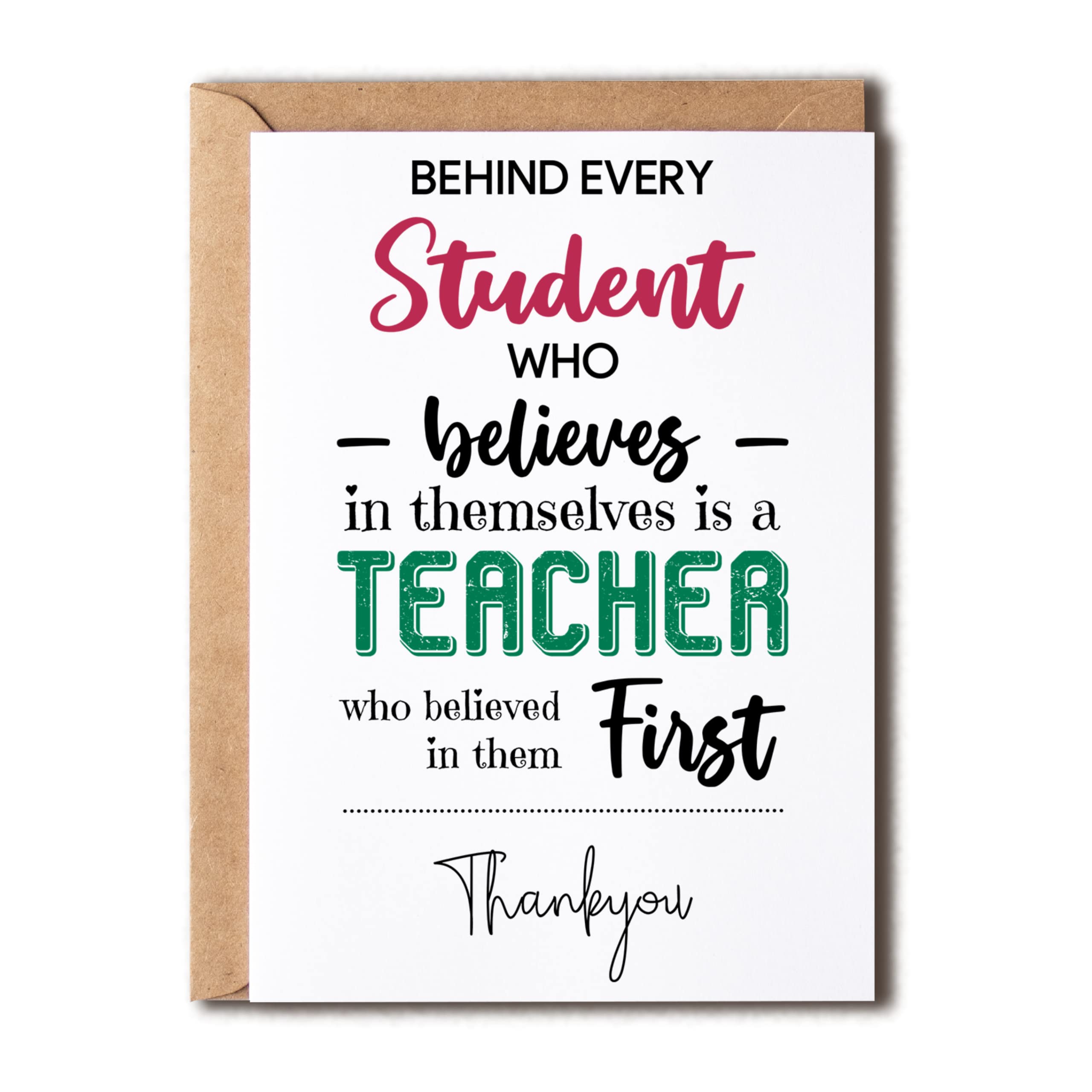 OystersPearl Behind Every Student Who Believes In Themselves - Is A Teacher Who Believed In Them First - Teacher Thank You Card - Teacher Appreciation