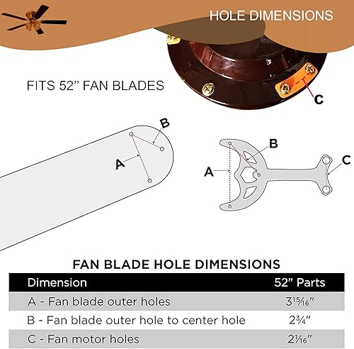 Miniatura 4 de Ciata Brazos de repuesto para ventilador de techo, 52 pulgadas, color blanco