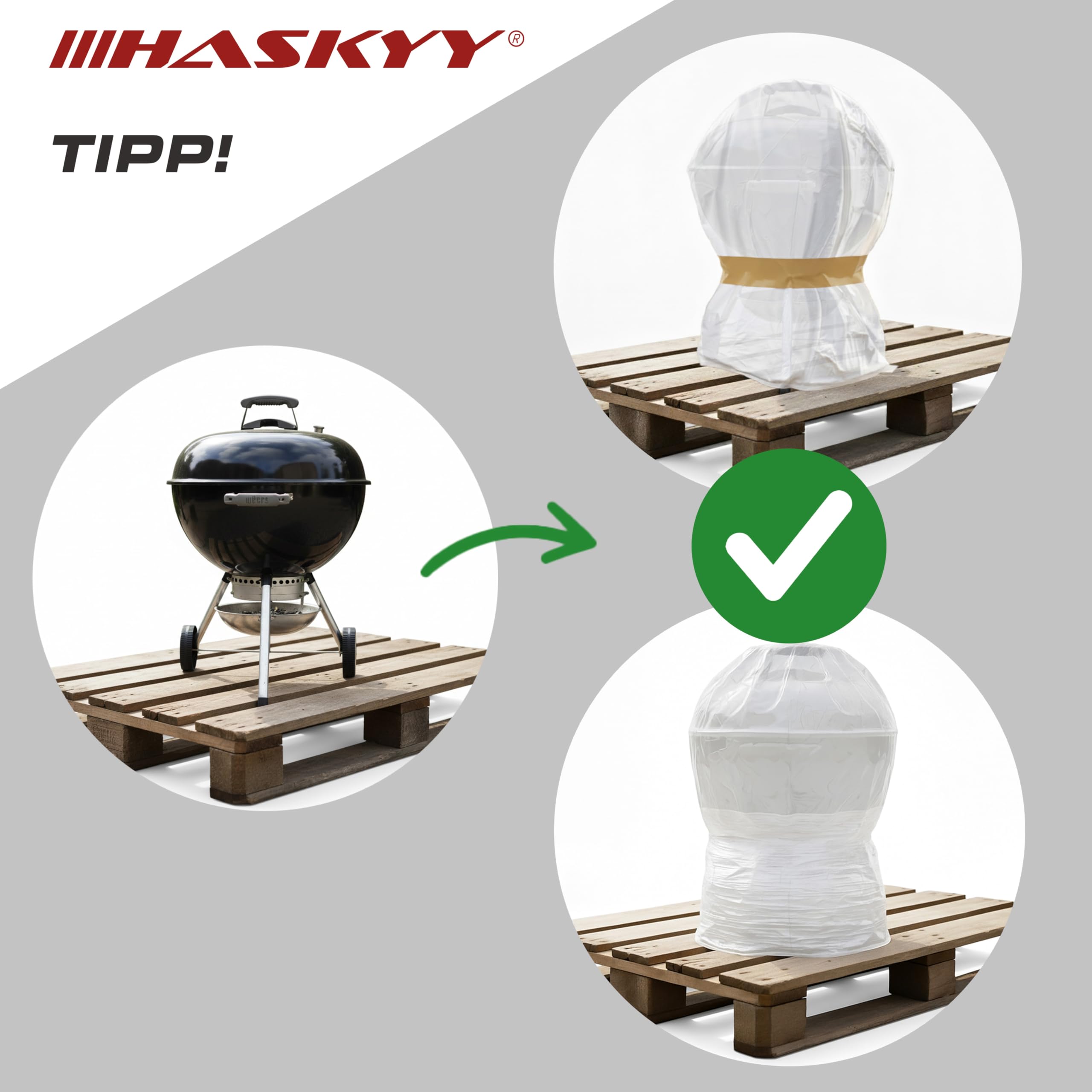 HASKYY Pokrowiec ochronny na paletę 5X Pokrowiec ochronny 130 x 90 x 130 cm na palety euro - Pokrowiec na meble na paletach - plandeka ochronna do mebli ogrodowych - plandeka