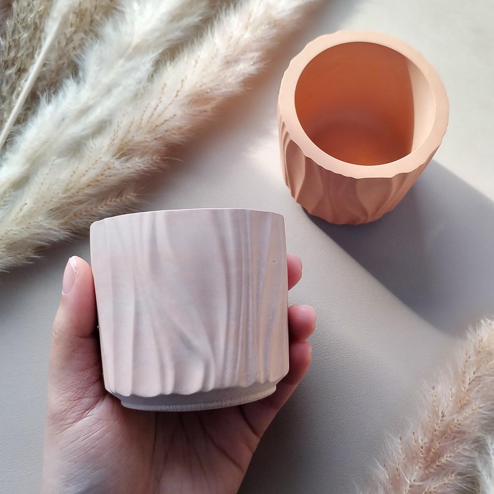 Wehous Resin Jar Mold, Wave Texture Candle Holder Silicone Molds for Epoxy Resin, Unique Storage Container Candle Vessels Jewelry Trinket Holder Plant Pot Concrete Cement Mold DIY Craft Home Decor - Image 2