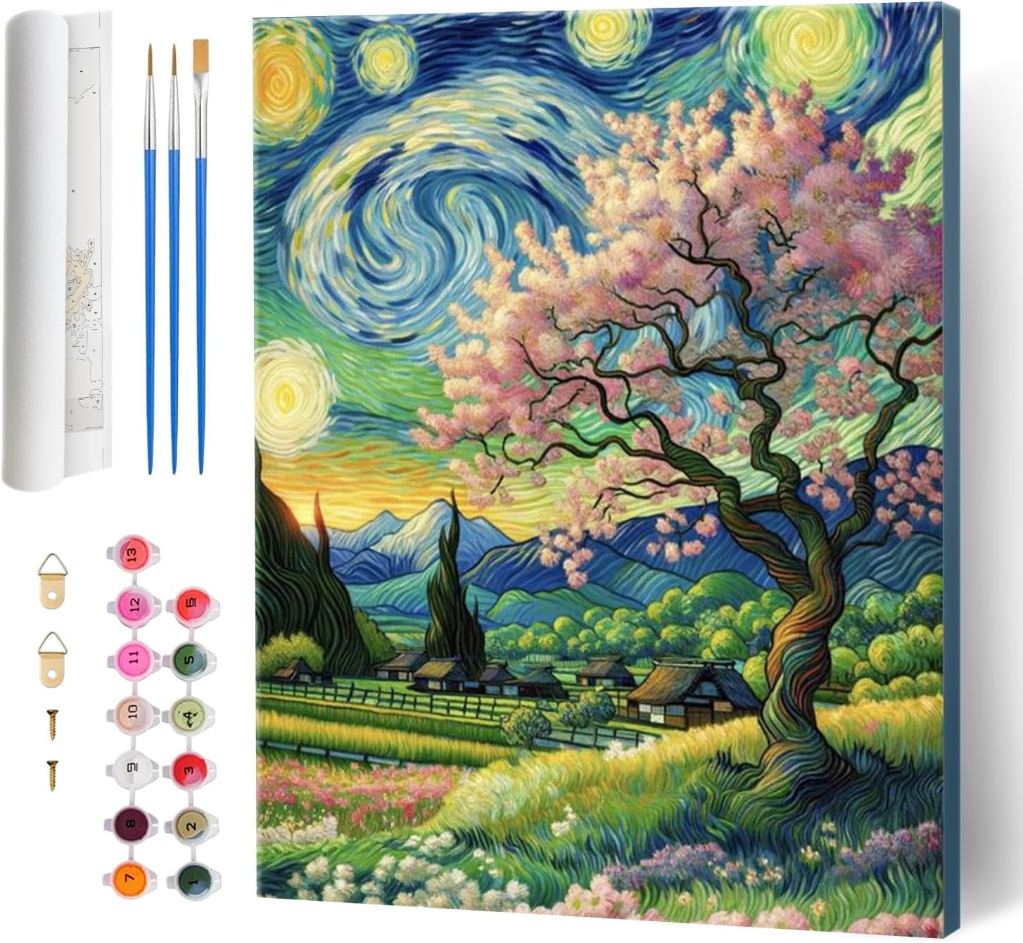 Perycomly Paint by Numbers Kit for Adults, Field Landscape Paint by Numbers Kits for Beginners, Acrylic Painting by Number Kit - 16 x 20 Inch OP-21