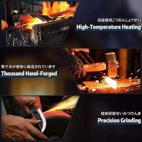Miniatura 6 de TIJERAS Juego de Cuchillos de Carnicero, Cuchillas Vikingas para Carne BBQ Forjadas a Mano, Juego de Cuchillos de Chef Profesional con Bolsa