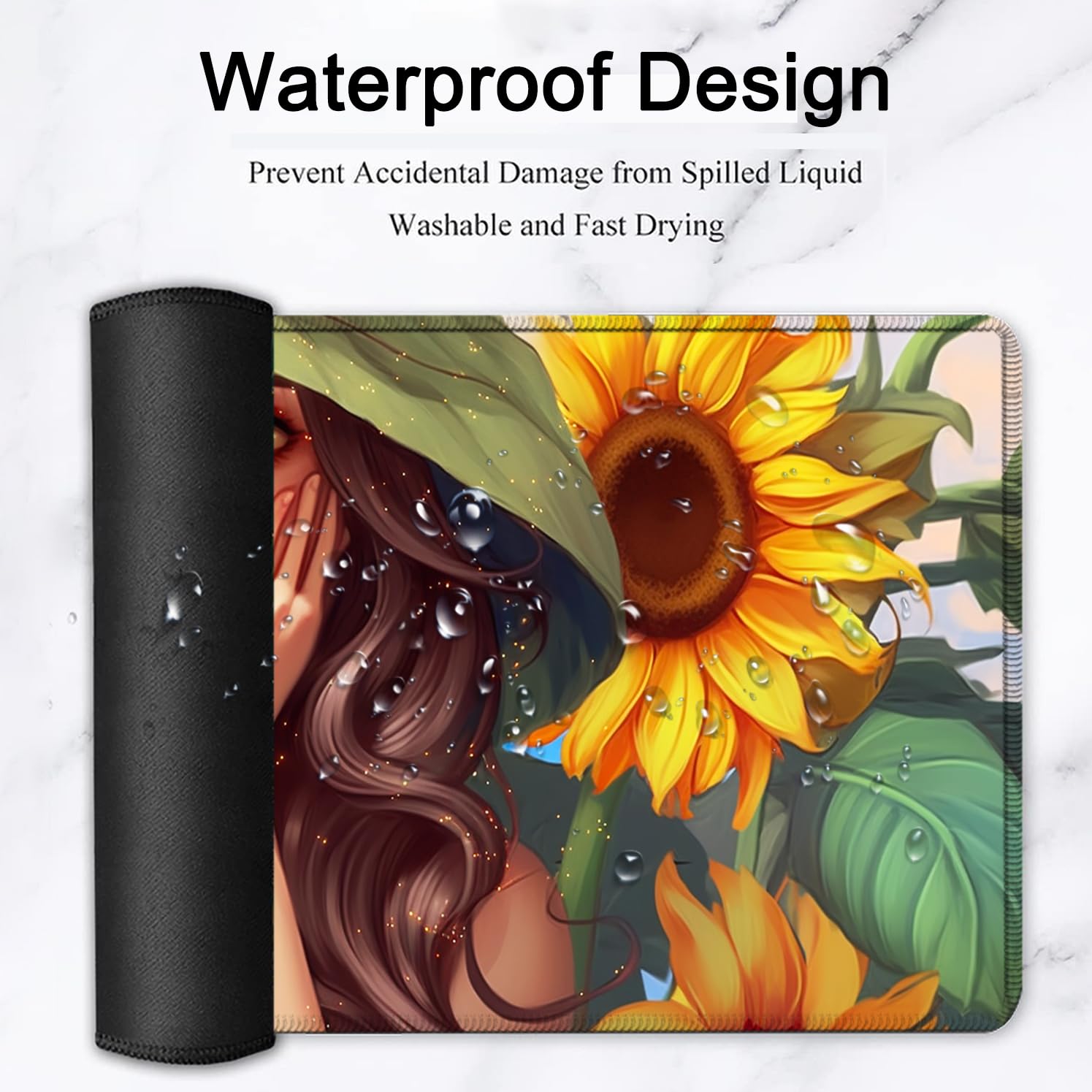Large Mouse Pad, 31.5 X 11.8in Extended Gaming Mouse Pad With Stitched Edges, XXL Mousepad Protector Non Slip Rubber Base For Office And Home Writing Mat, Sunflower Field Pattern Desk Mat - View #4