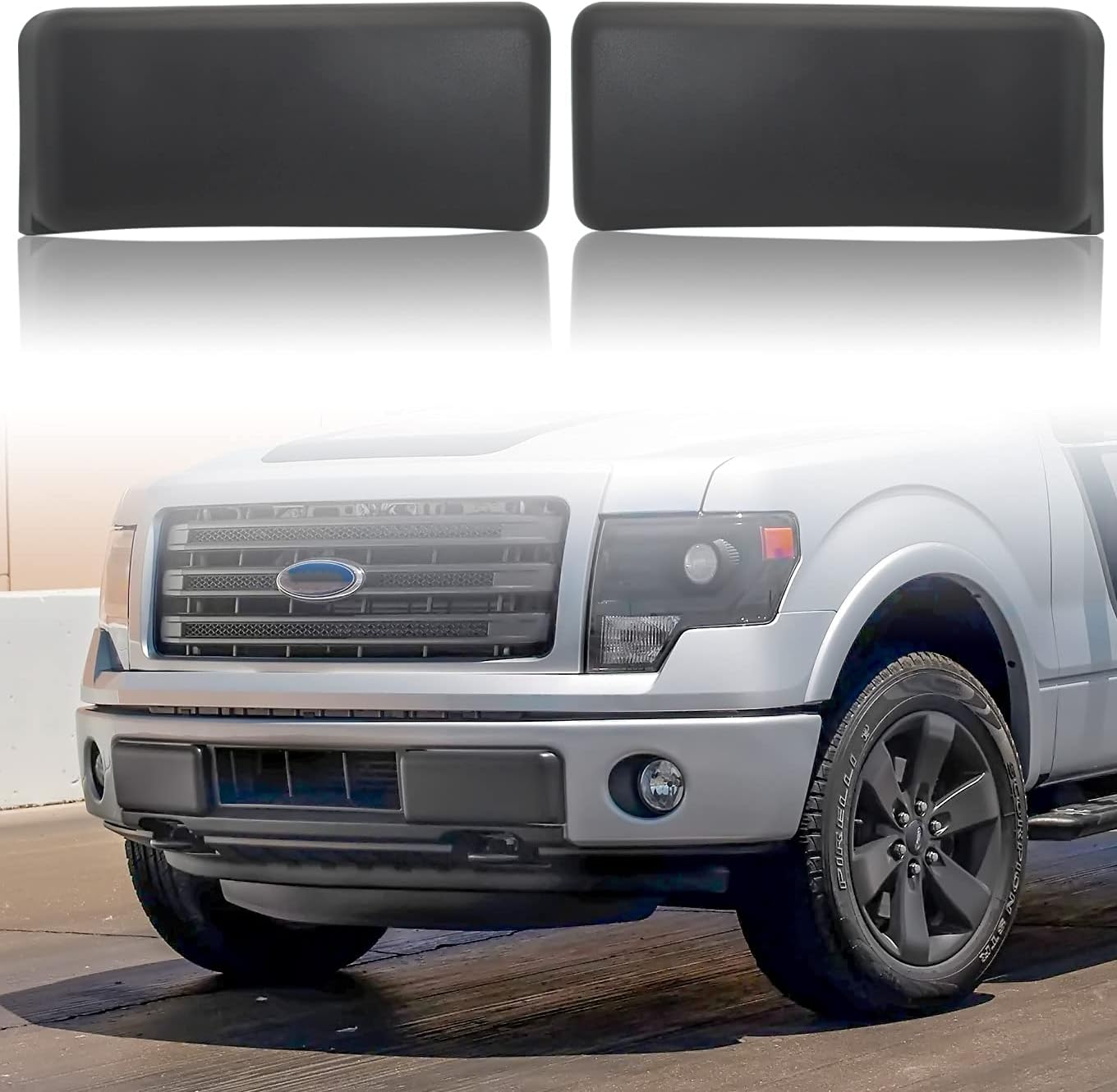 Front Bumper Guards Pads for Ford F-150, KEWISAUTO Black Bumper Inserts Cover Caps Left & Right Side for Ford F150 2009-2014 Accessories (2PCS)