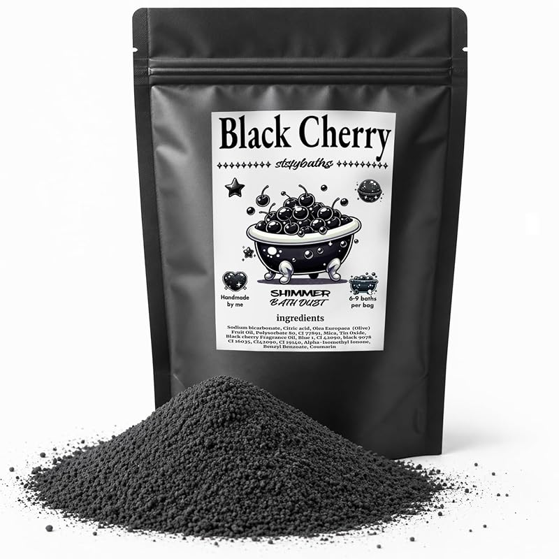 Bomba de banho Black Cherry com brilho Stsfybaths, preta