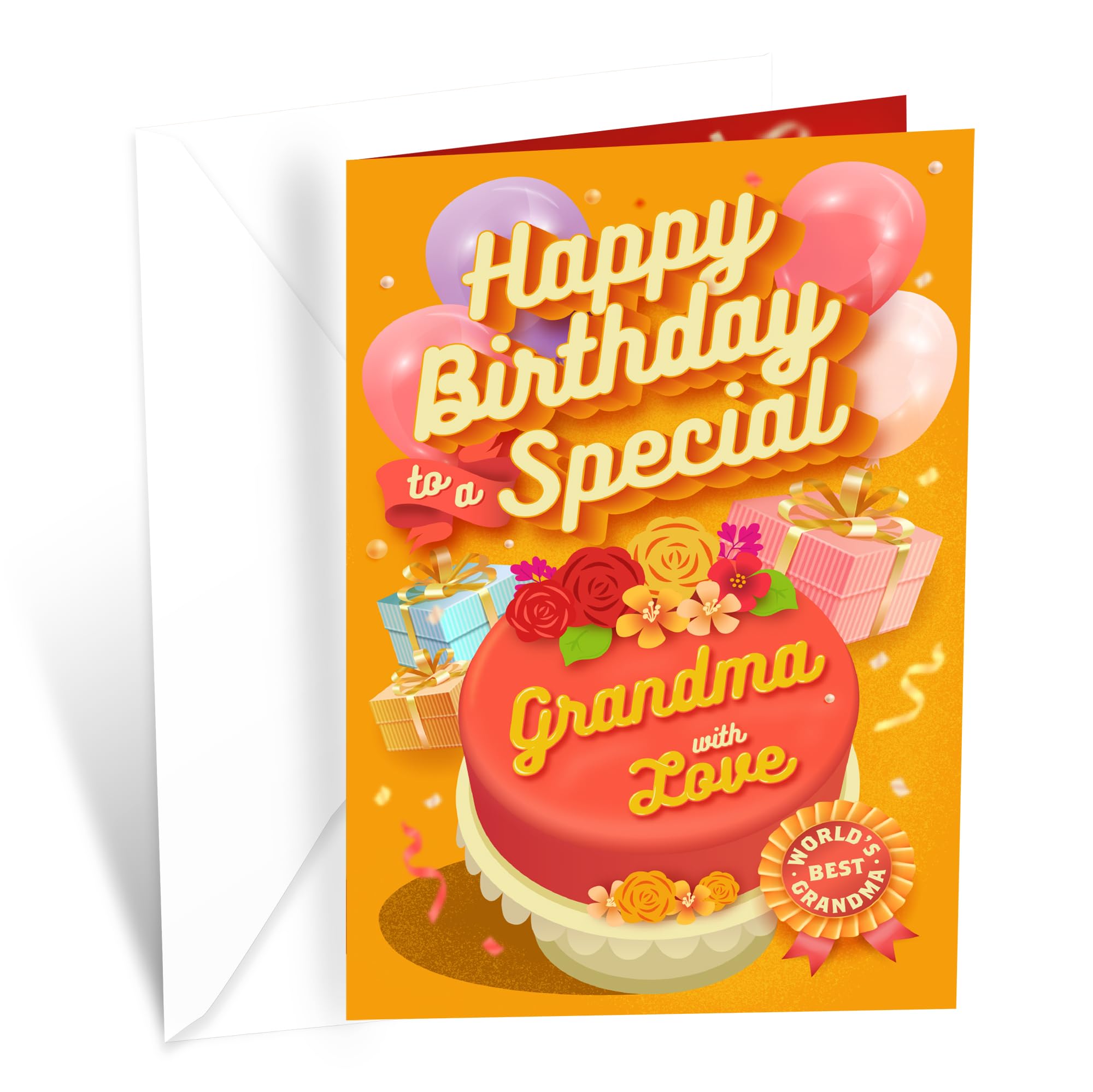Prime Greetings Grandma Birthday Card, Made in America, Eco-Friendly, Thick Card Stock with Premium Envelope 5in x 7.75in, Packaged in Protective
