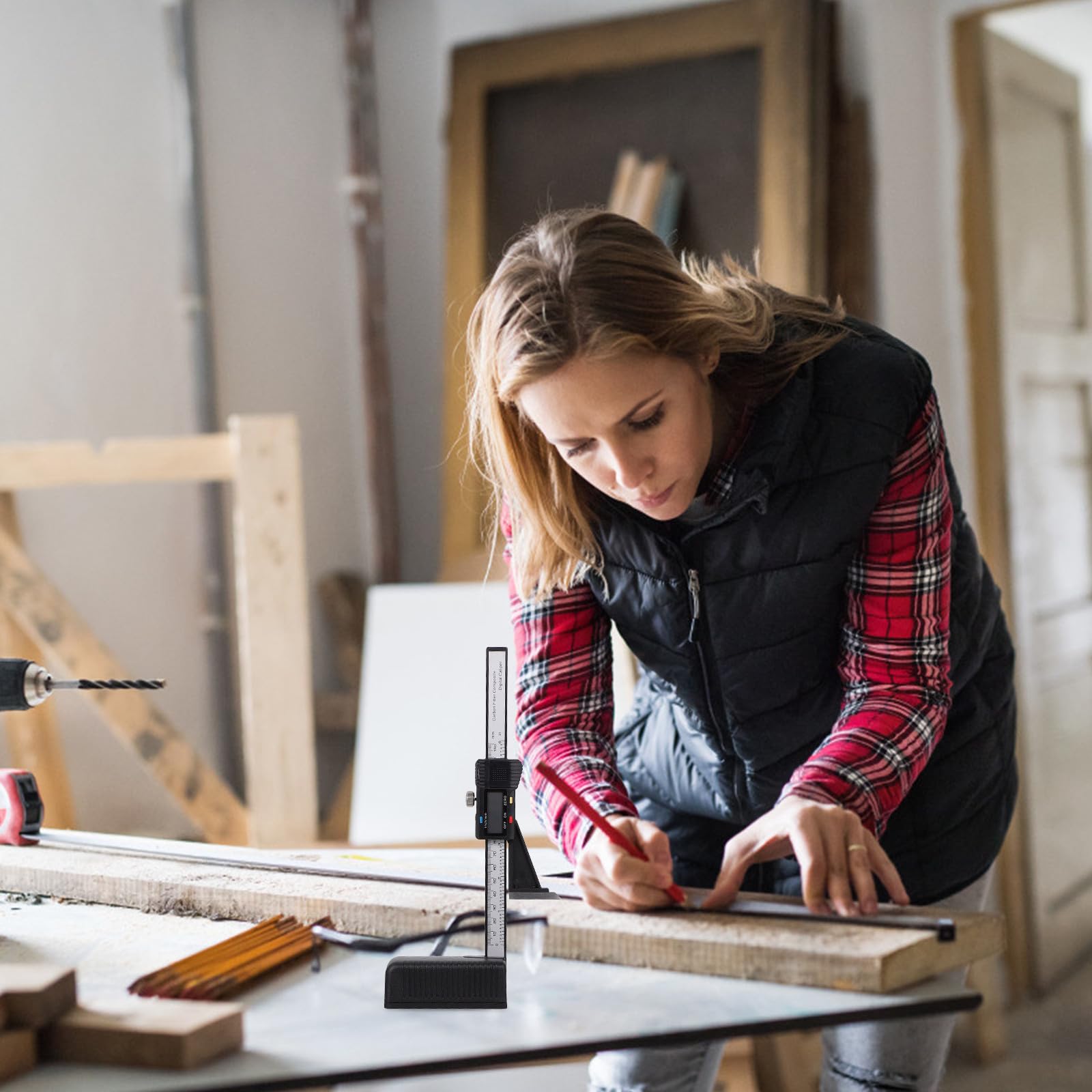Medidor de Altura Digital para Carpintería con Base Magnética 150 MM