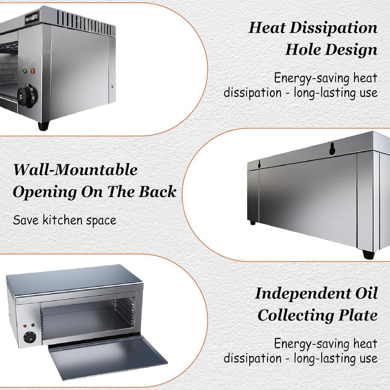 Salamander Broiler Countertop Grill, 2000W Stainless Steel Cheese Melter Machine, Countertop Salamander Broiler, Electric Roaster Oven for Restaurant Kitchen Home Toast Sandwiches
