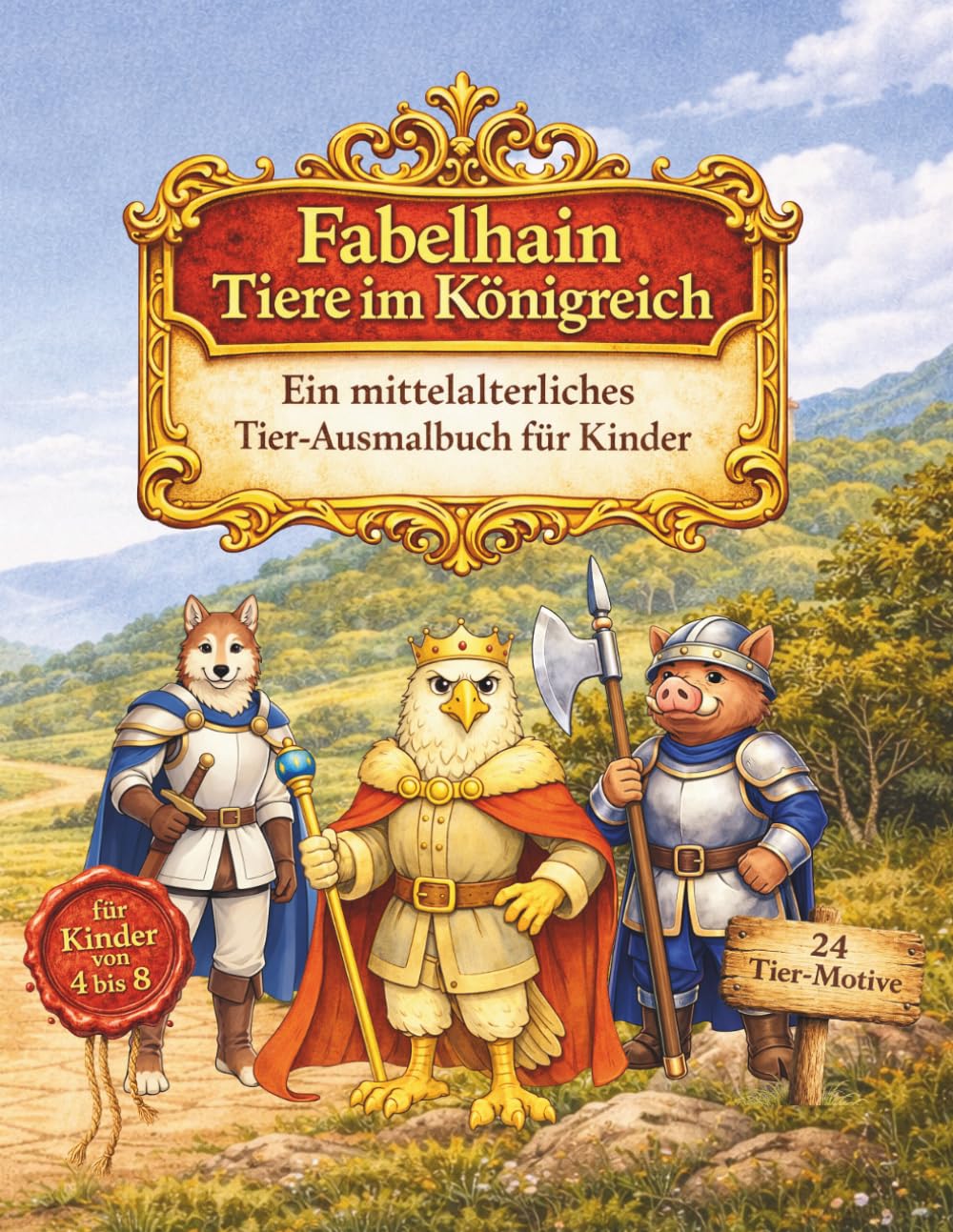 Fabelhain - Tiere im Königreich: Ein mittelalterliches Tier-Ausmalbuch für Kinder