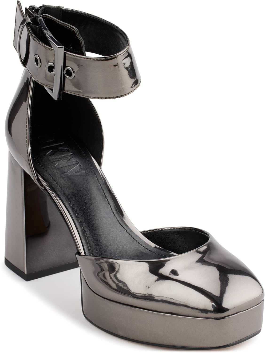 DKNY Women's Block Heel Barra-Platform ANK Pump, DK Gunmetal, 8