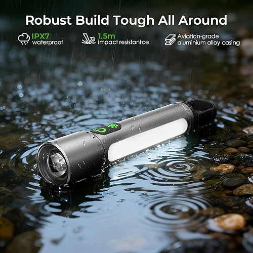 Miniatura 3 de Linterna magnética recargable, 2000 lúmenes, 5000 mAh, linternas de alto lúmenes con 18 modos, impermeable, ajustable, potente luz de flash,