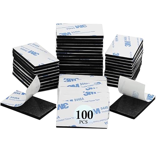 Almohadillas adhesivas de doble cara resistentes, 100 piezas, espuma precortada de 0.1 pulgadas de grosor, fuertes, negras, superadhesivas,