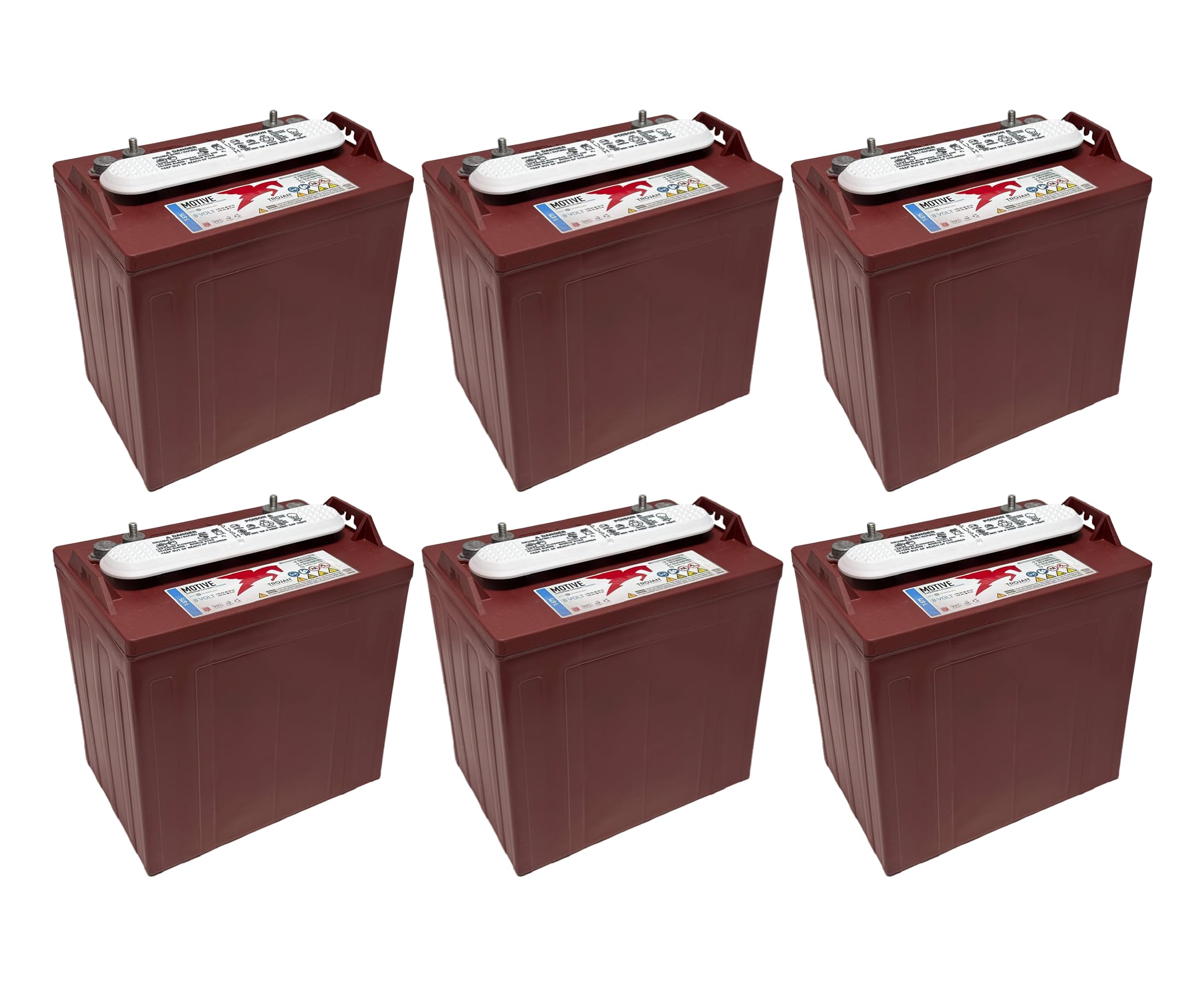 Trojan T-875 8V Deep Cycle Lead Acid Battery, 170Ah - Set of 6