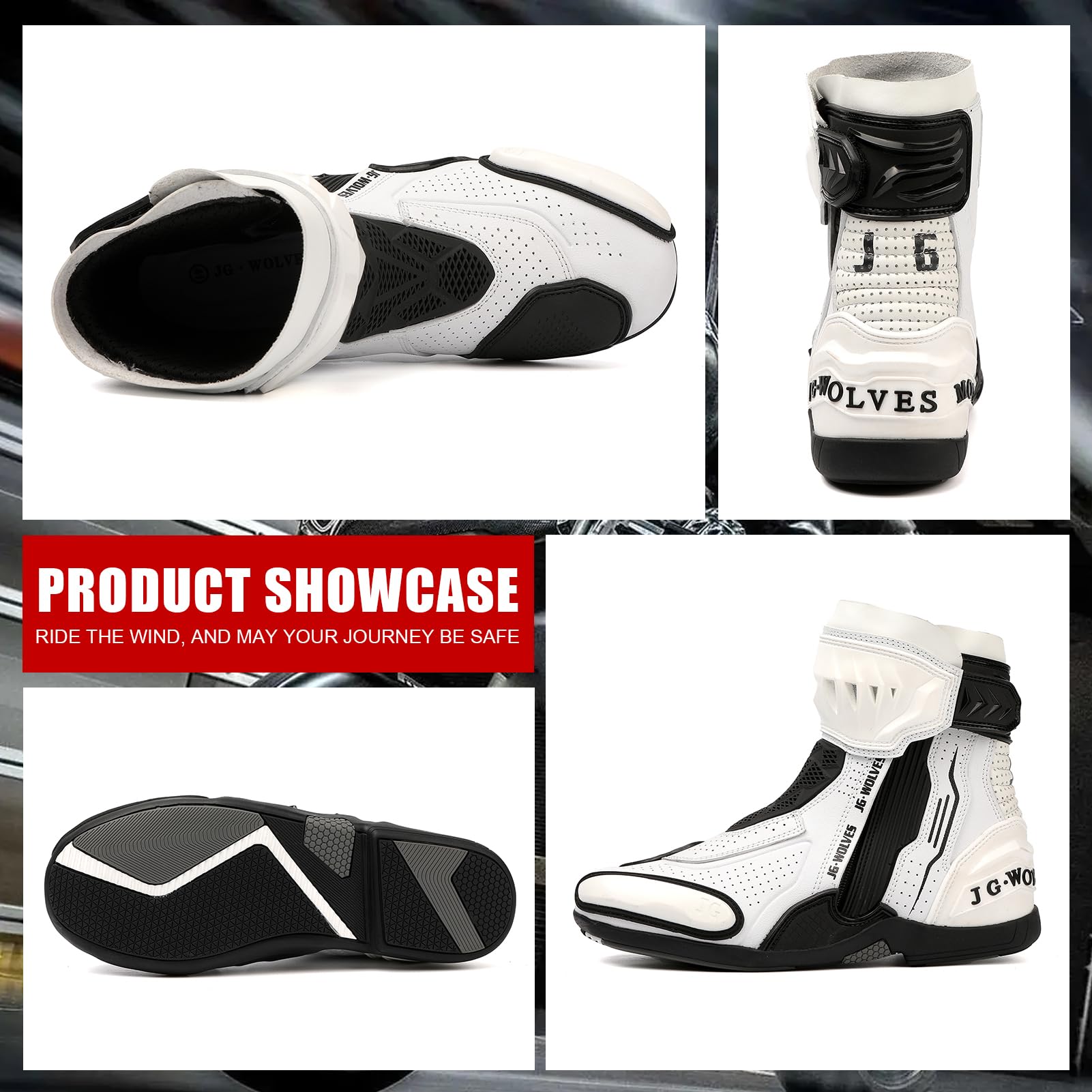 Bottes de Moto pour Hommes et Femmes, Chaussures de Moto en Cuir Aérées, Baskets de Moto, Bottes de Moto avec Maintien de La Cheville, Semelle Antidérapante