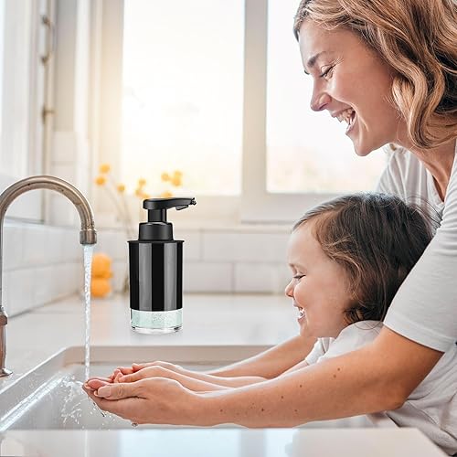 Miniatura 6 de Dispensador automático de jabón espumoso sin contacto manos libres negro moderno sensor eléctrico inteligente diseño sin obstrucciones para cocina y