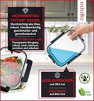 edallo 3 db Nagy Üveg Ételtároló Doboz Légmentes Fedéllel - Szivárgásmentes, Mosogatógép, Sütő, Fagyasztó és Mikrohullámú Sütő Biztos - 3x10 2