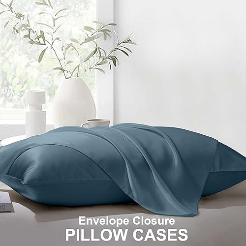 Miniatura 4 de THE LINEN COMPANY Tencel - Juego de sábanas refrescantes de 4 piezas, suaves y duraderas, sábanas planas y bajeras de 300 hilos y dos fundas de