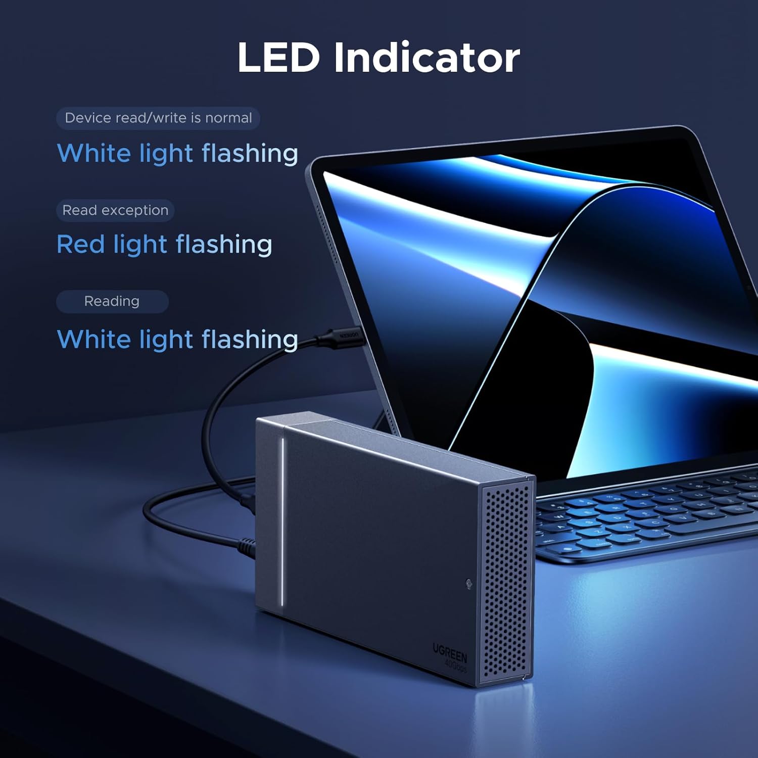 UGREEN 40Gbps Dual-Bay M.2 NVMe SSD Cloner with Software Raid , NVMe M.2 SSD Enclosure with Cooling Fan for MacBook M4/Pro/Max, Mac mini, Supports NVMe PCIe (Up to 16TB*2)