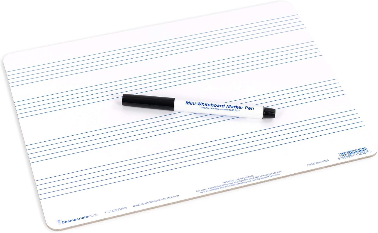 Chamberlain Music WB25 A4 Music Whiteboard with 4 PrePrinted Staves