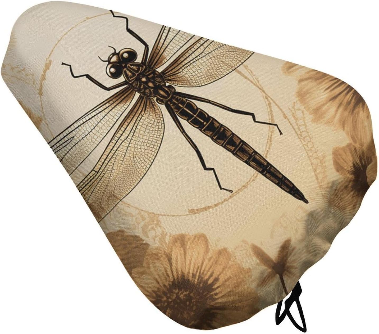 Dragonfly on Sunflower Bike Seat Cushion Waterproof Road Bike Seat Cover for Women Men Comfort Bicycle Seat Rain Cover with Drawstring Padded Mountain Bikes Saddle Fit for Exercise Stationary Bikes