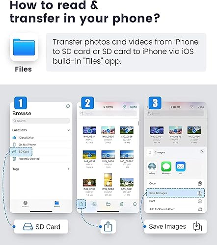 Miniatura 6 de Lector de tarjetas SD para iPhoneiPad, conector Lightning + USB C a lector de tarjetas SDTF, lector de tarjetas de memoria para Micro SDXC, Micro