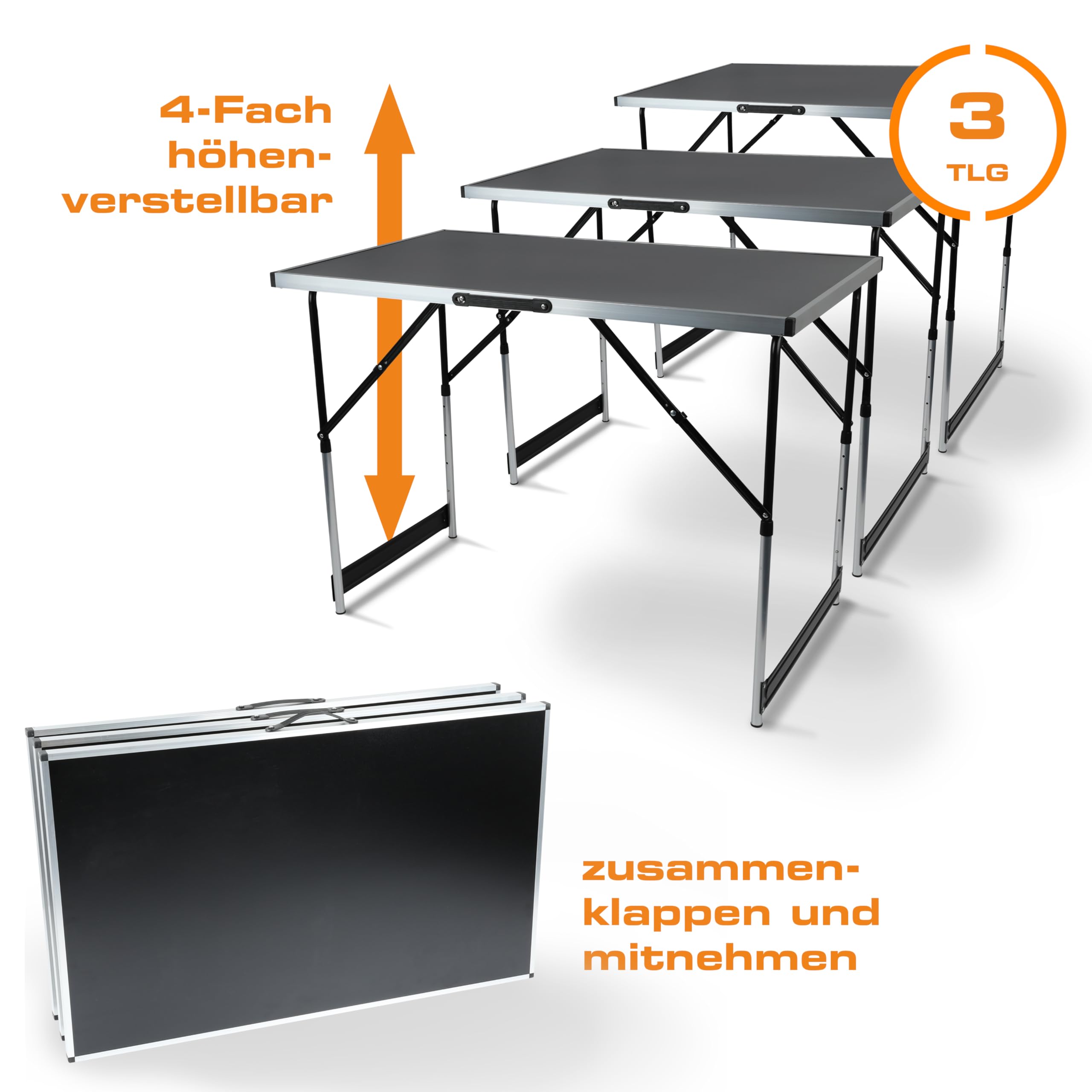 CHAMPION Multifunktionstisch 3-tlg. Tapeziertisch Klapptisch Arbeitsbock Werkbank Set höhenverstellbar klappbar Sägebock Arbeitstisch Werkstattbock Campingtisch Biertisch Montagebock für Werkstatt Gar