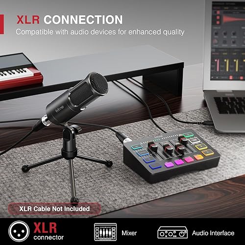 Miniatura 3 de FIFINE Micrófono dinámico XLR, micrófono de podcast vocal con patrón cardioide, micrófono de metal de estudio para transmitir voz en off y grabación